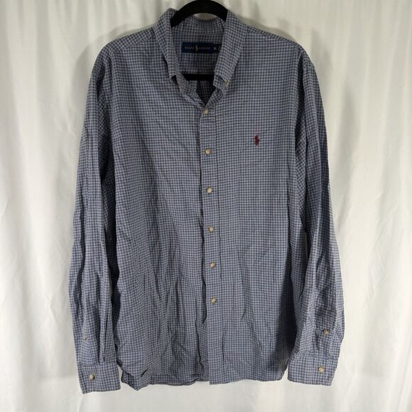 Ralph Lauren Other - Ralph Lauren Dress Shirt Men's XL Blue Plaid Button Up Long Sleeve 100% Cotton